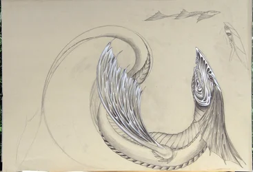Fantastisk varelse: Sea Dragon. Skiss av Alessandro Lonati