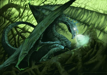 Fantastisk varelse: en drake som skyddar sitt ägg. Illustration av Alesandro Lonati. 2010