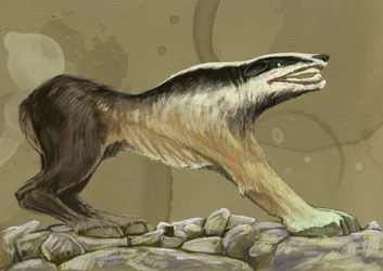 Fantastiska monster och varelser, kryptozoologi: framställning av en crocotte (eller leucrotta, corocotta, crocuta, yena), en mytisk varghund från Indien eller Etiopien (crocotta, eller corocotta, crocuta, leucrocotta eller yena, är en mytisk hundvarg