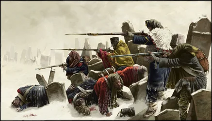 Fransk reträtt i Ryssland, på en kyrkogård, vintern 1812, 2024