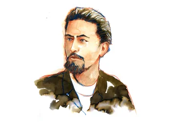 Porträtt av Anton Chekov (Tjechov eller Tjechov