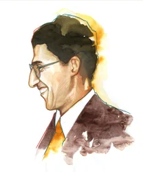 Porträtt av Cesare Pavese (1908-1950) - italiensk författare - illustration av Alessandro Lonati Â