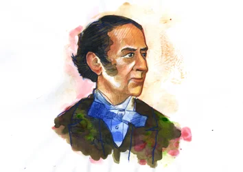 Porträtt av Claude-Henri de Rouvroy, Comte de Saint-Simon (1760-1825) filosof och ekonom - Illustration av Alessandro Lonati
