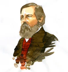 Porträtt av Friedrich Engels (1820-1895), tysk socialistisk teoretiker och politiker