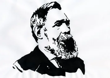 Porträtt av Friedrich Engels (1820-1895), tysk socialistisk teoretiker och politiker (tysk filosof, samhällsvetare och journalist Friedrich Engels)