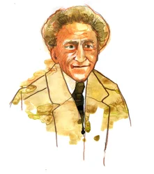 Porträtt av Jean Cocteau (1889-1963) Fransk poet och filmskapare (Porträtt av Jean Cocteau fransk författare, designer, dramatiker, konstnär och filmare)