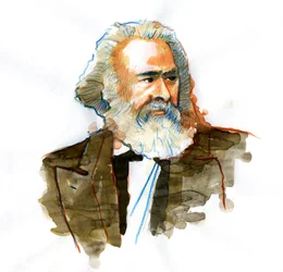 Porträtt av Karl Marx (1818-1883), filosof och politisk teoretiker