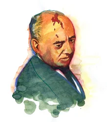 Porträtt av Mikhail Gorbatjov (Gorbatjov eller Gorbatjov) (född 1931) rysk politiker