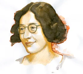 Porträtt av Simone Weil (akvarell på papper)