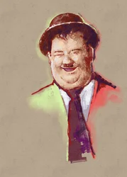 Porträtt av komikern Oliver Hardy (illustration)