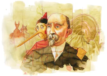Porträtt av den italienske författaren Carlo Collodi (1826-1890), skaparen av figuren Pinocchio