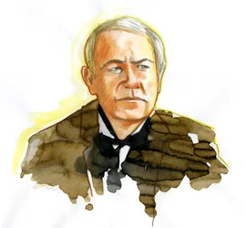 Porträtt av fysikern Thomas Edison (1847-1931) Teckning