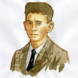 Porträtt av den pragiska författaren Franz Kafka (1883-1924) (Porträtt av den tyskspråkiga romanförfattaren Franz Kafka)