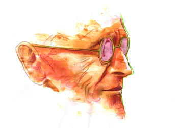 Porträtt av författaren Hermann Hesse (1877-1962) Teckning