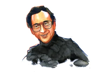 Porträtt av författaren och komikern Harold Pinter (1930-2008) (engelsk dramatiker, manusförfattare, regissör och skådespelare Harold Pinter) Teckning av Alessandro Lonati