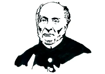 Framställning av Victor Schoelcher (1804-1893), fransk politiker och frimurare, känd för att ha lett dekretet om slaveriets slutgiltiga avskaffande i Frankrike (Porträtt av den franske abolitionistiske författaren Victor Schoelcher), illustration av