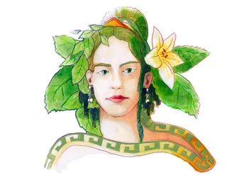 Framställning av gudomen Gaia, modergudinnan (grekisk mytologi: Gaia eller Gaea, personifikationen av jorden)
