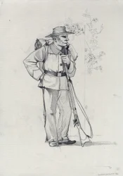 Andra imperiet (1852-1870): Italiens enande (Risorgimento), frivillig från den garibaldianska armén känd som kämpe för "röd skjorta" för Giuseppe Garibaldis sak (1807-1882) i Italien