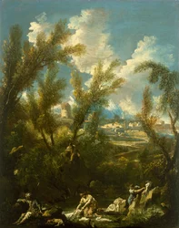 Landskap med tvätterska, c.1715
