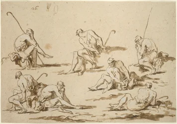 Studieblad med sittande figurer