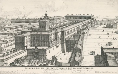 Påvens palats på Quirinale-kullen, även känd som Monte Cavallo, teckning och gravyr av Alessandro Specchi (1668-1729), Italien