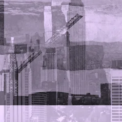 Stadsbild, 2019, (blandade media; collage; hittat objekt)