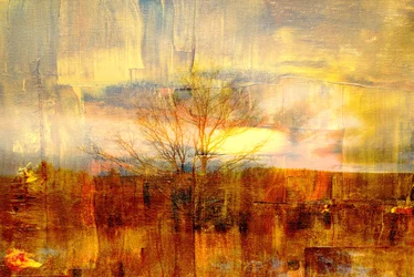 gyllene dimma, 2019, (blandade media)