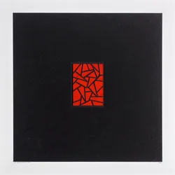 Red Bits on Black, 2021 (emalj på kort)
