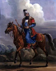 En orientalisk krigare (olja på metall)