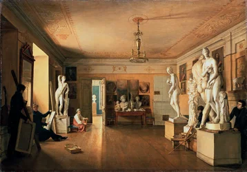 "Atelier av konstnären Alexei Venetsianov i St Petersburg", 1827.