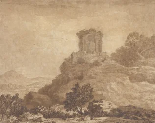 Landskap med ett ruinerat tempel, ca 1756 (grafit och tvätt på papper)