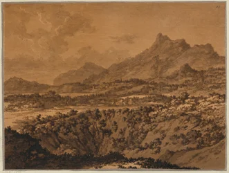 Bergslandskap med en fördjupning