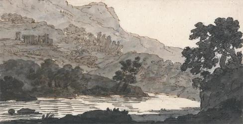 Flod och berg, med ruiner