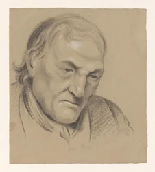 Sitter barbröstad man