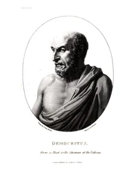 Demokrit (c.460-c.370 f.Kr.), graverad från en byst i Vatikanmuseet