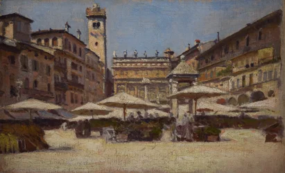 Piazza delle Erbe i Verona, ca 1900 (olja på duk)