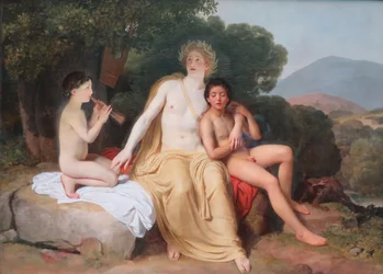 Ryska: "Apollo, Hyacinthus och Cyparissus spelar musik och sjunger" Apollo, Hyacinthus och Cyparissus spelar musik och sjunger