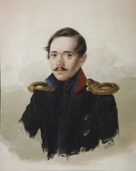 Porträtt av poeten Mikhail Lermontov 1814-1841, 1839