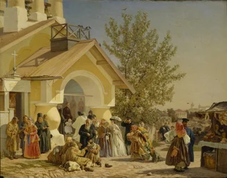 Kommer ut ur en kyrka i Pskov, 1864