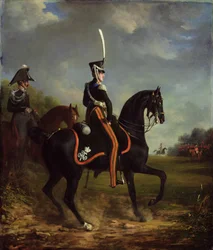 Tsar Nicholas I av Ryssland, när storhertigen, rider i Hyde Park (olja på duk)