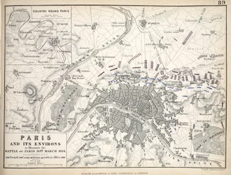 Karta över Paris och dess omgivningar, publicerad av William Blackwood and Sons, Edinburgh & London