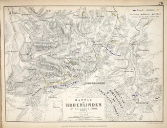 Karta över slaget vid Hohenlinden, utgiven av William Blackwood and Sons, Edinburgh och London, 1848