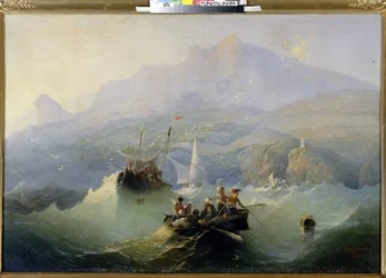 Smugglarna (Smugglarna). Målning av Alexander Matveyevich Dorogov (1819-1850), olja på duk