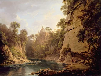 Hawthornden Castle nära Edinburgh, ca 1820-22