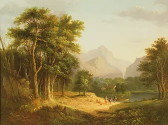 Höglandslandskap med figurer