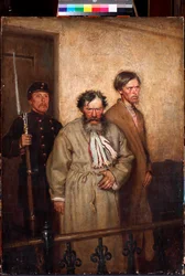 ""I rättssalen"" (I en rättssal) Målning av Alexander Novoskoltsev (1853-1919)