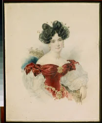 Porträtt av prinsessan Natalia Viktorovna Kotchoubei (1800-1854) - Akvarell på papper av Alexander Briullov (Alexandre Briullov) (1798-1877)
