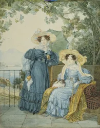 Porträtt av contess Ekaterina Artemievna Vorontsova 1780-1836 och prinsessan Elena Mikhailovna Galitsine 1776-1856, 1825