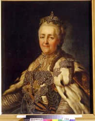 Porträtt av kejsarinnan Katarina II (1729-1796). Målning av Alexandre Roslin (1718-1793), olja på duk. Svensk 1700-talskonst, klassicism. Regionala konstmuseet, Vinnytsia (Ukraina).