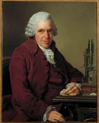 Porträtt av Louis Jean Marie Daubenton, dit Daubenton (1716 - 1800), fransk naturforskare. Målning av Roslin Alexandre (1718 - 1793) Orleans Musee Des Beaux Arts. - Porträtt av Louis-Jean-Marie Daubenton, kallad Daubenton